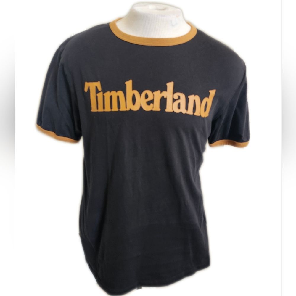 Timberland 100% Organic Cotton Black & Gold Logo Tee T-shirt, M